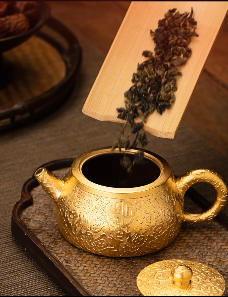 Wang shun 24k gilt baifu gold xishi handmade teapot