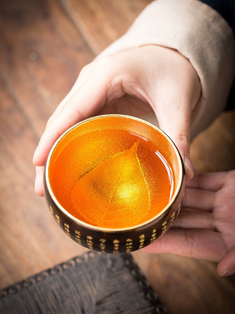 Cai Zhiqiang calendula heart lacquer marigold 24k gold teacup
