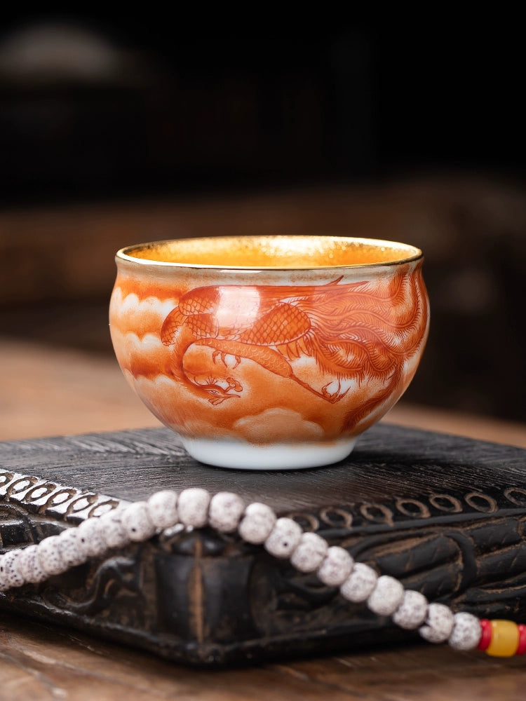 Master Cai Zhiqiang's high-end hand-painted marigold, a single teacup, a master's cup, a tea cup, a personal special tea set gift