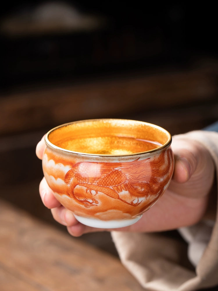 Master Cai Zhiqiang's high-end hand-painted marigold, a single teacup, a master's cup, a tea cup, a personal special tea set gift
