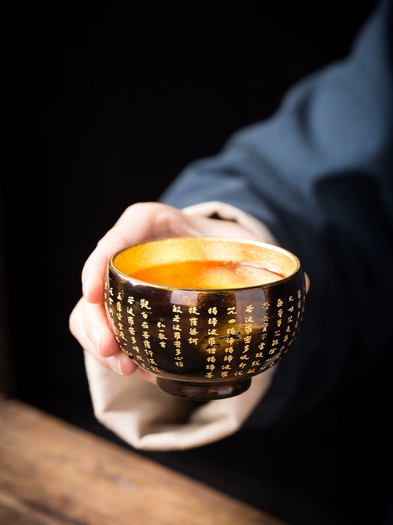 Cai Zhiqiang calendula heart lacquer marigold 24k gold teacup